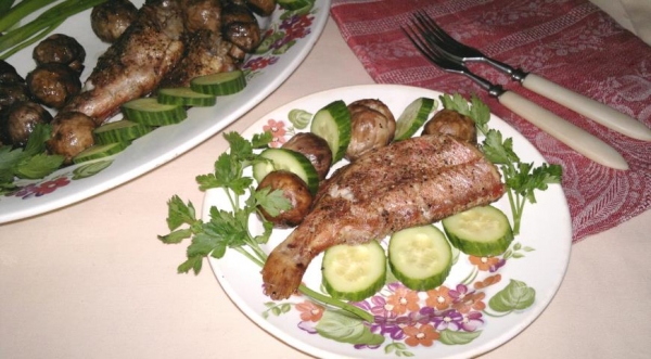 Морской окунь с шампиньонами, пошаговый рецепт с фото Морской окунь с шампиньонами, пошаговый рецепт с фото