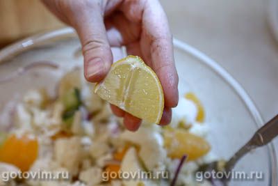 Салат из цветной капусты с сыром моцарелла
