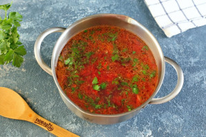 Борщ без капусты с солеными огурцами Борщ без капусты с солеными огурцами