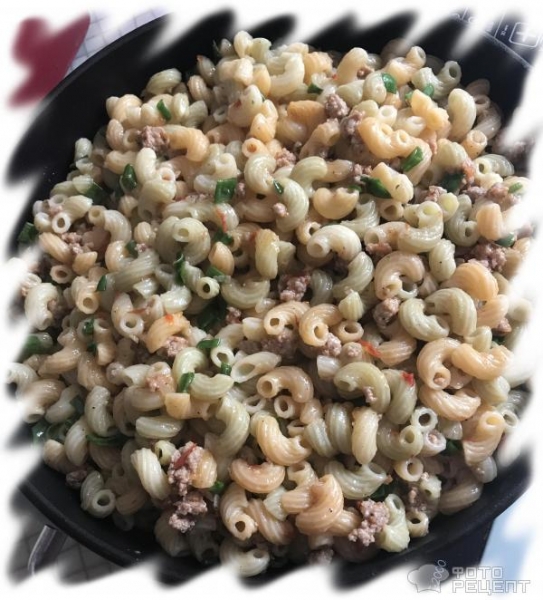 Рецепт: Рожки с фаршем - С домашним соусом! Рецепт: Рожки с фаршем - С домашним соусом!