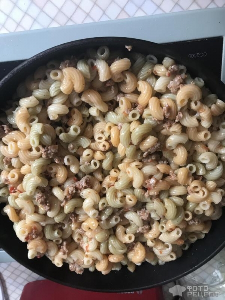 Рецепт: Рожки с фаршем - С домашним соусом! Рецепт: Рожки с фаршем - С домашним соусом!