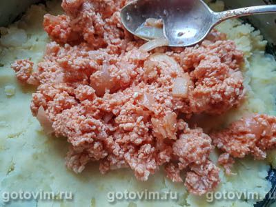 Запеканка из картофельного пюре с куриным фаршем Запеканка из картофельного пюре с куриным фаршем