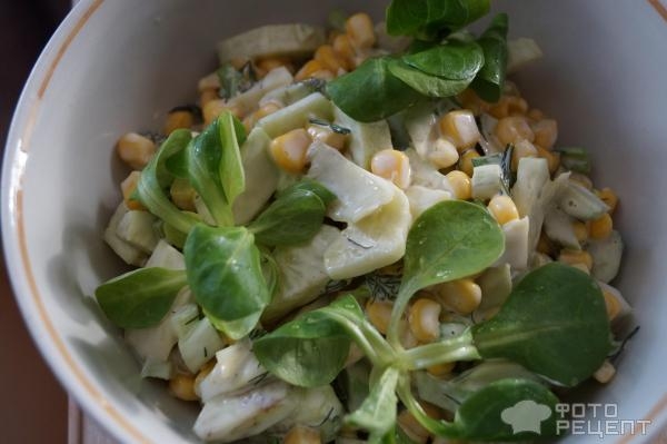Рецепт: Салат с кукурузой - И с любимым авокадо. Рецепт: Салат с кукурузой - И с любимым авокадо.