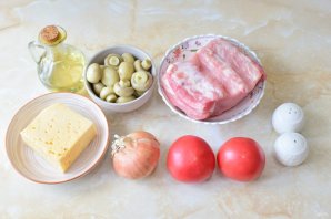 Мясо с грибами и помидорами Мясо с грибами и помидорами