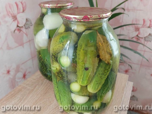 Огурцы с луком на зиму