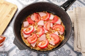 Быстрая пицца на сковороде Быстрая пицца на сковороде