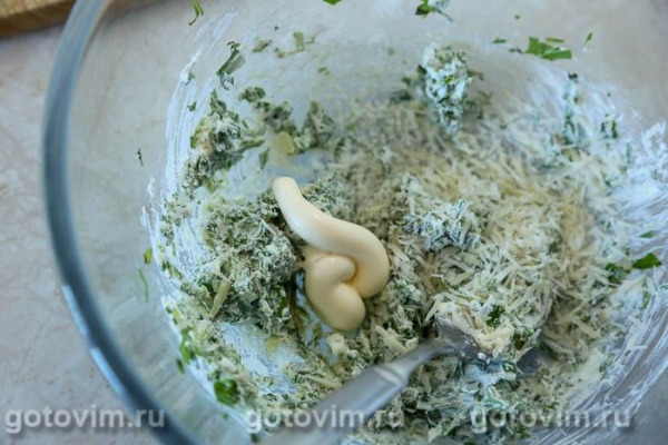 Кростини с творожным сыром, рукколой и беконом Кростини с творожным сыром, рукколой и беконом