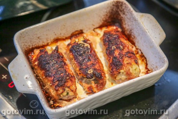 Мясные рулетики из фарша с рисом и яйцом Мясные рулетики из фарша с рисом и яйцом