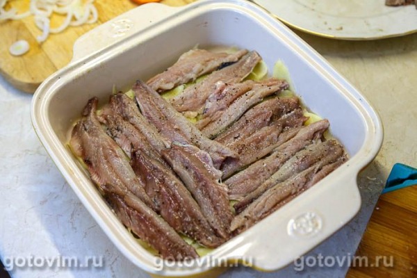 Картофельная запеканка с филе иваси