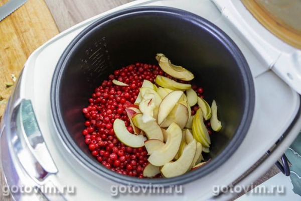 Компот из красной смородины с яблоками в мультиварке