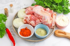 Шашлык из курицы в майонезе