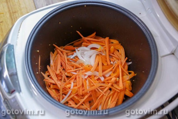 Отбивная из свинины с горчицей, мандаринами и гарниром в мультиварке