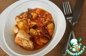 Треска с чечевицей и картофелем