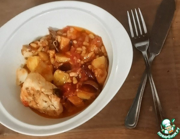 Треска с чечевицей и картофелем