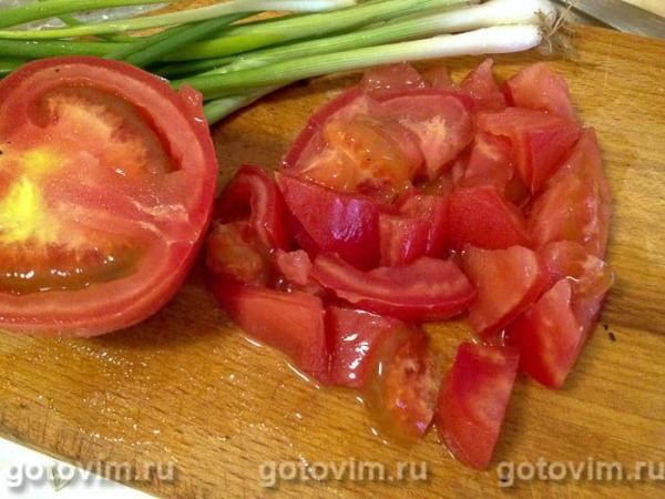 Брускетта с запечённым перцем, помидорами и сыром страчателла