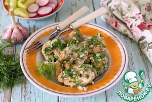 Жареный минтай с укропом и чесноком